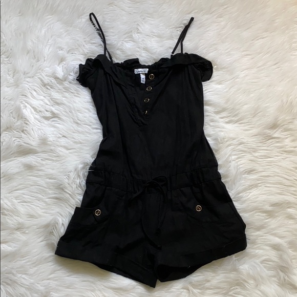 Speechless Pants - 💫 Gold and Black Ruffle Romper